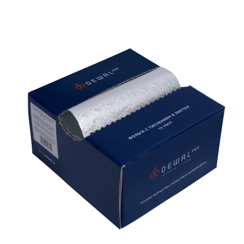 Hairdressing foil embossed, in box 127 x 279 mm, 13 micron (500 sheets) DEWAL 02-13 silver